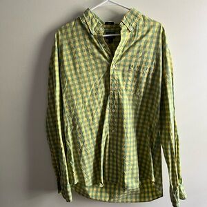 J. Crew Green and Yellow Checkered Men's Shirt